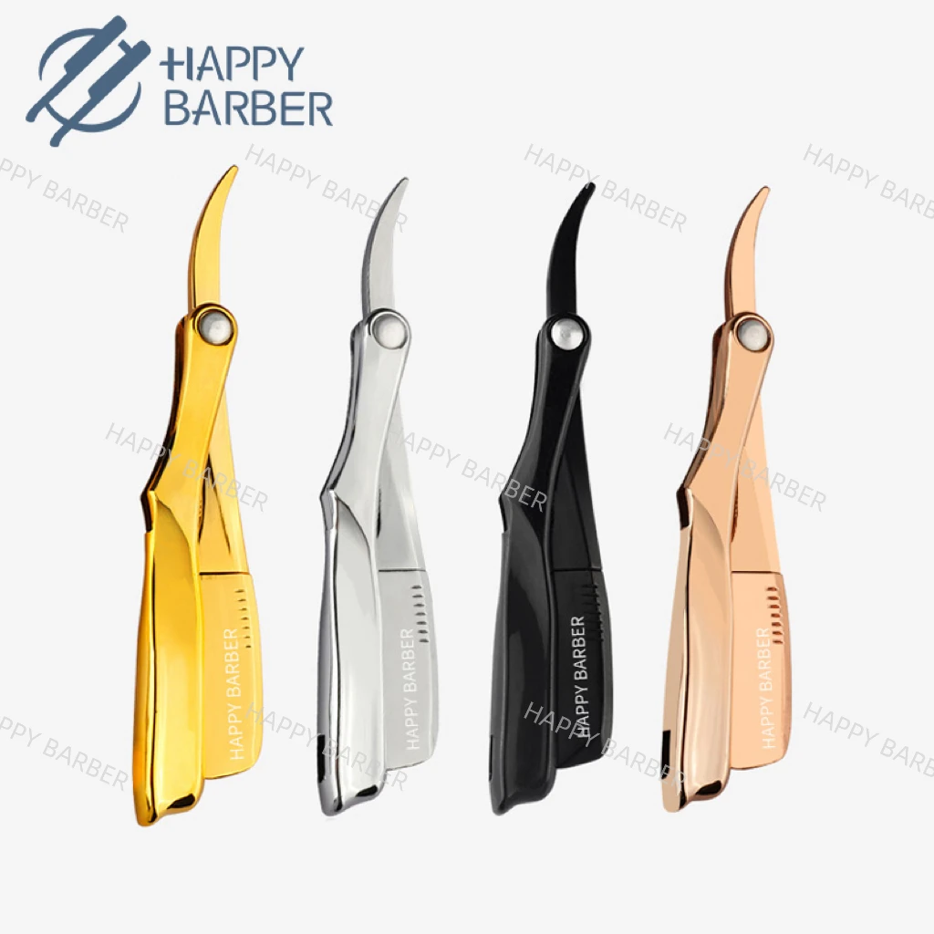 Barber Manufacturer Portable Electroplating Classic Straight Razor Holder Men Shaving Barber Razors For Facial Hair Shaving