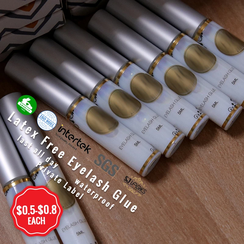Lash Glue pegamento para pestanas Customized Pr jivate Label Vegan 5ml 7ml Waterproof False Eyelash Glue Latex Free Eyelash Glue