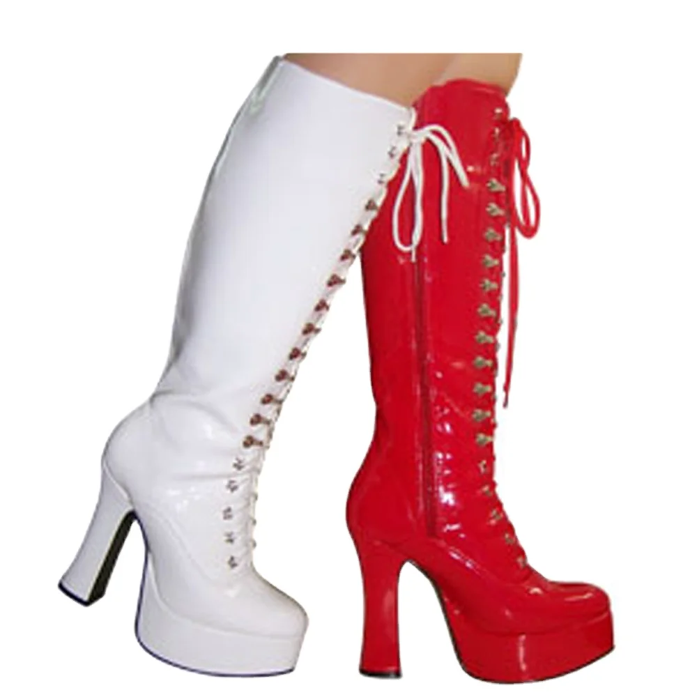 Wholesale big size women boots Shinny PU Popular sexy night club high heels platform Pole dance stripper go-go boots for women