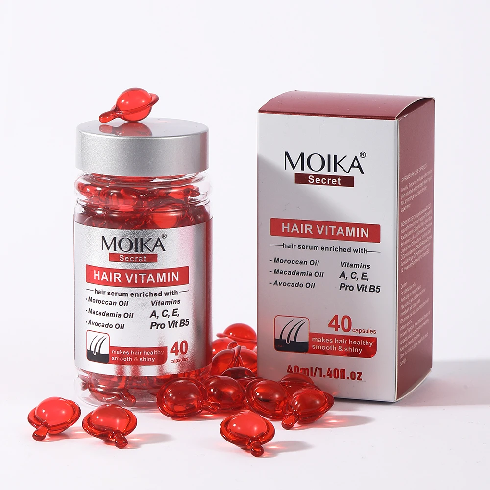 MOIKAHot Sale Private Label Organic Hair Treatment Capsule Serum Hair Care Smooth Vitamin Hair Oil Capsules