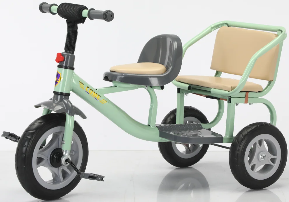 Hot Selling Double Seats Kids Tricycles For 2 Children Baby Bike Outdoor Twin Stroller Three Wheels Twins Tricycle