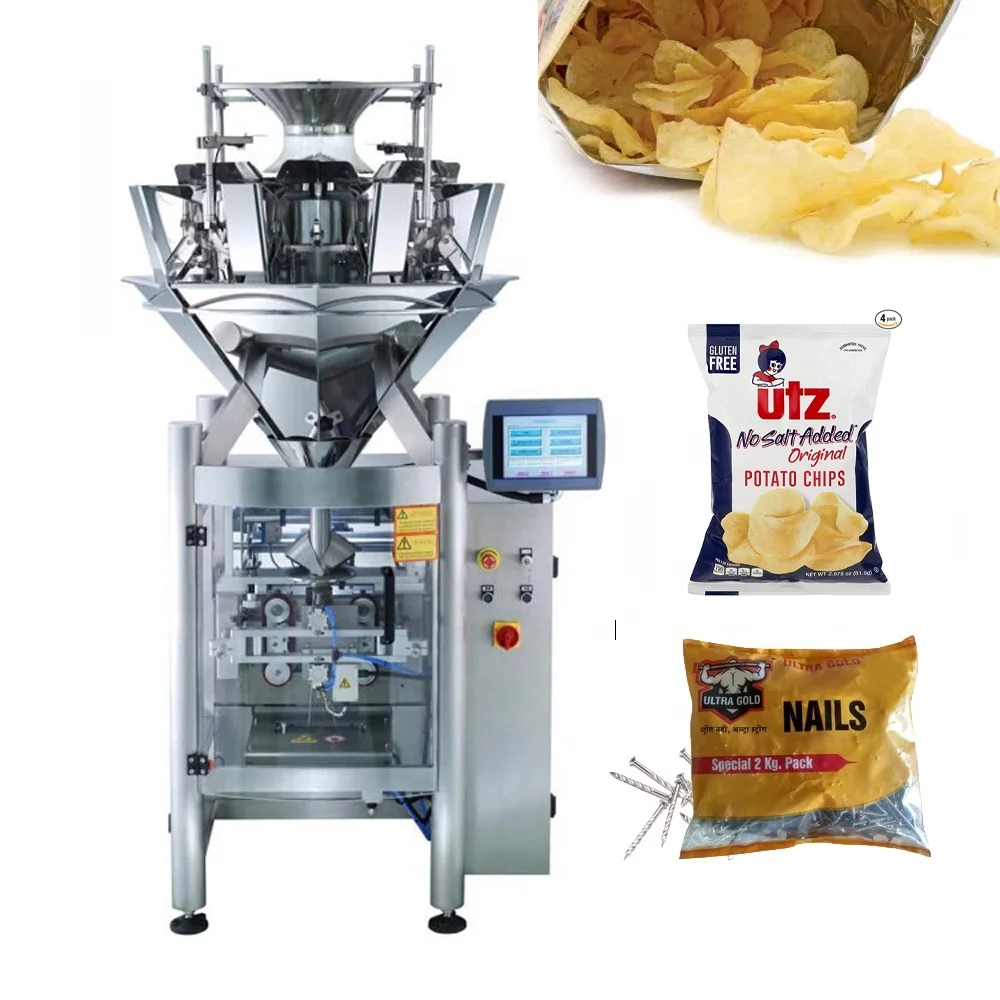 4 side seal nails dried food VFFS snack banana popcorn chips vertical packing machine