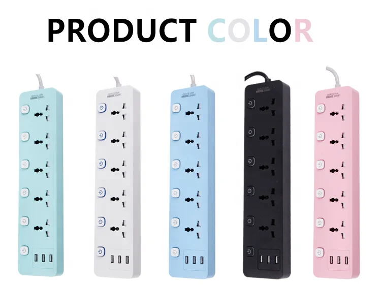 USB 5-bit universal sockets  multi-function home office high-power sockets   2m extension cord wiring board