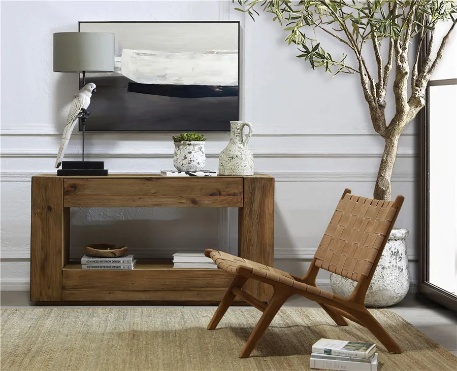 Industrial & vintage  handmade recycled wood Console Table with drawers