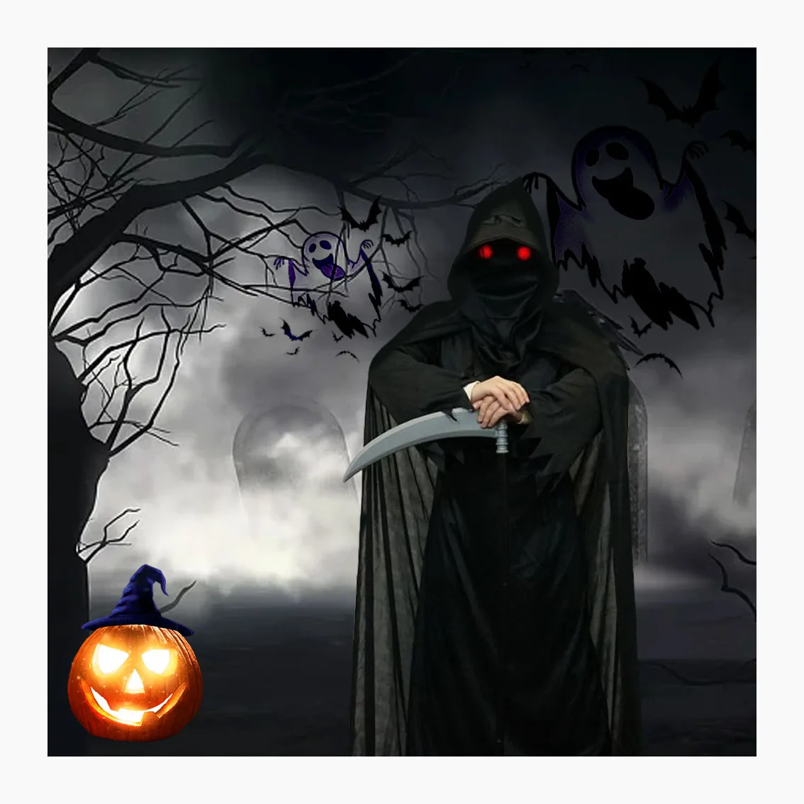 Scary Halloween Costume Scary Halloween Costume Kids with Glowing Red Eyes for Party Favors