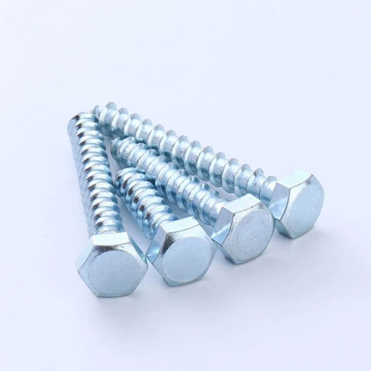 DIN571 Manufacturer Wholesale Oem Durable 15mm-80mm Hex Head Wood Furniture Tapping Screws  Hex Head Coach Wood Screws