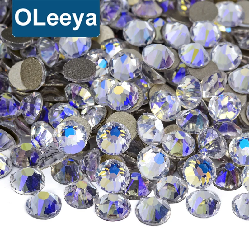 OLeeya Wholesale Premium 2088 Cristal 16 Facets Xirius AB Crystal Gold Bottom Flat Back Glass Rhinestones For Wedding Dresses
