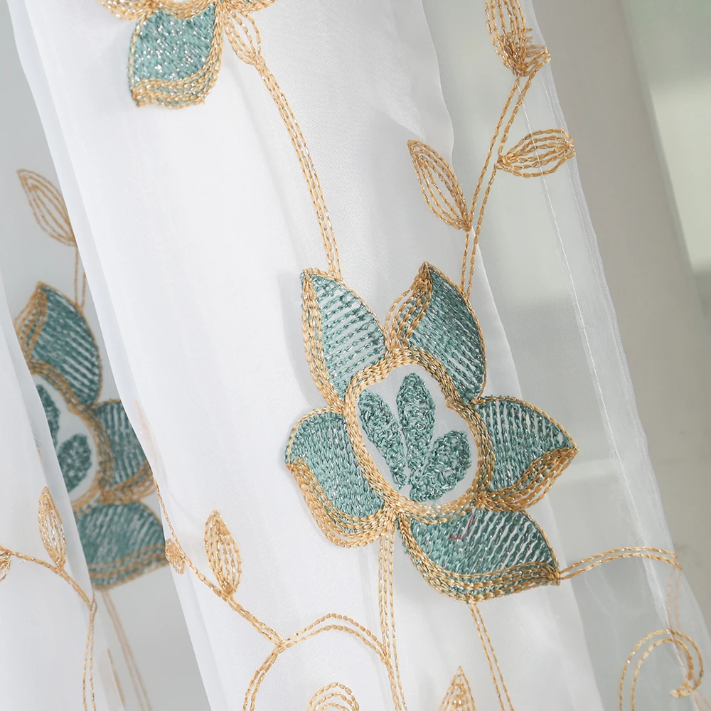 2020 modern latest embroidery Flora green  curtains for home living room ready  Curtains