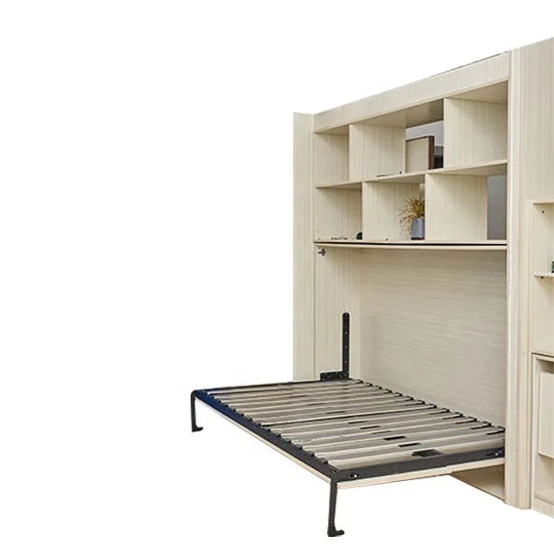 Modern vertical wall mounted folding hidden bed Murphy mechanism hardware bed with desk