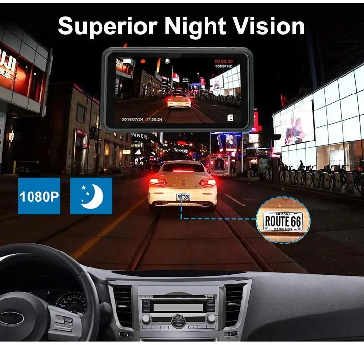 5 Inch Android Dashcam with Gps Car Dvr Video Dual Cameras 1080p 4G Wifi Portable Gps Navigation for Fleet Management Dash Cam