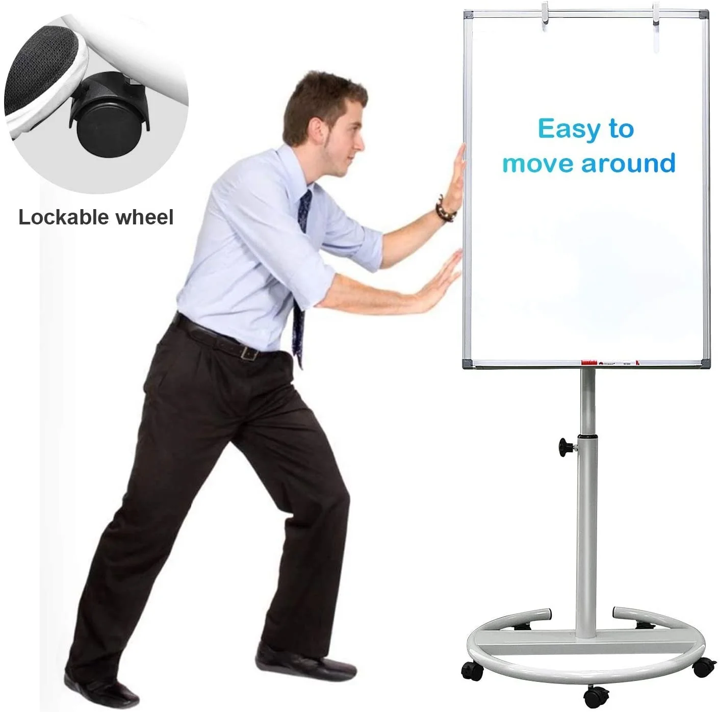 Magnetic Movable Magnetic Standing Dry Erase Whiteboard Easel Flip Chart
