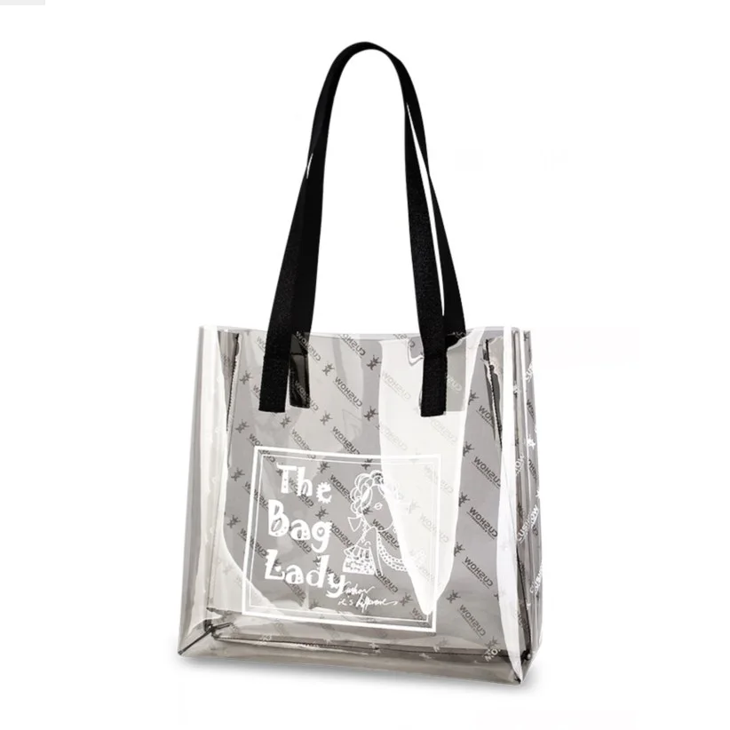 Clear plastic heavy duty retail shopping pvc gift bags with handle