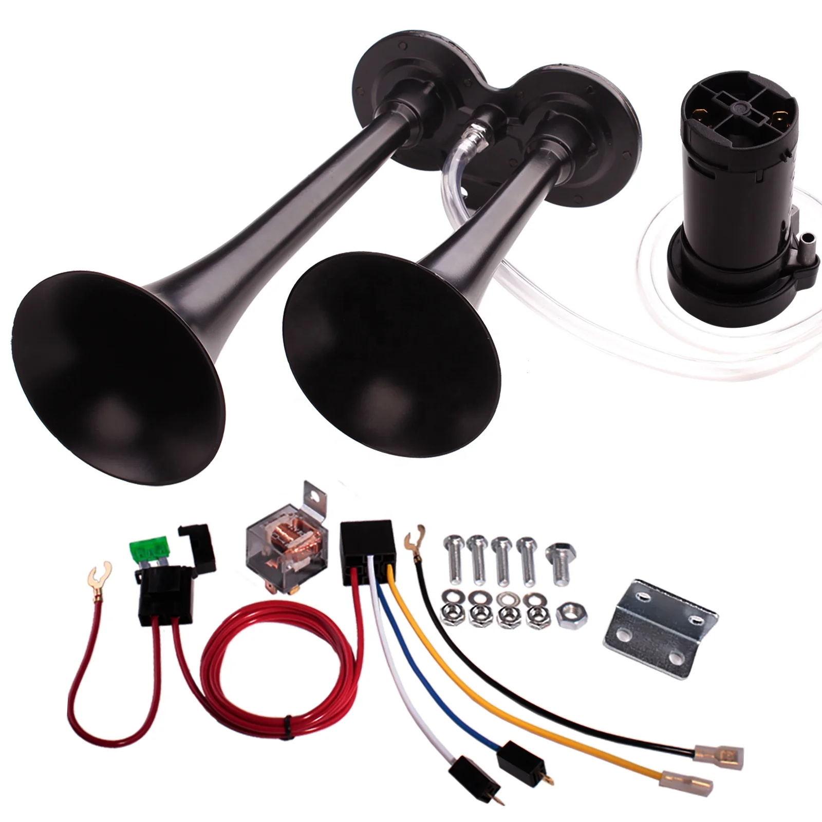 FARBIN Car Horn 24V 150db Super Loud Air Horn, Dual Trumpet Train Horns Kit for Trucks, Truck Horn with Compressor