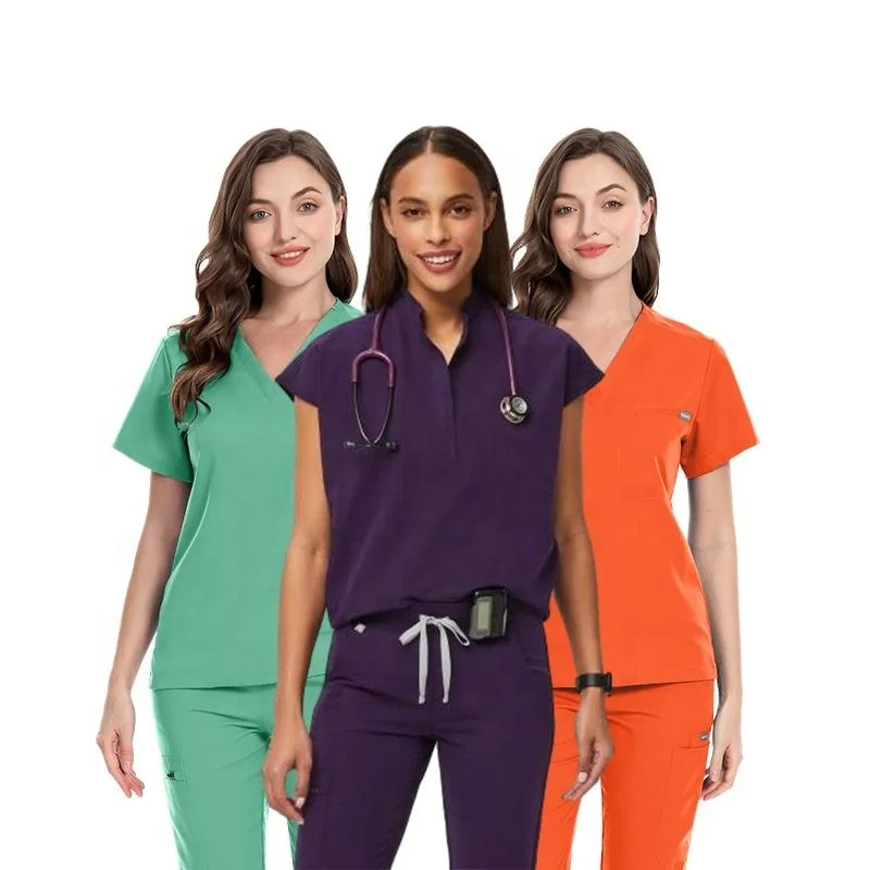 High Quality Spa Medical Breathable Spandex Uniform 2 Piece Custom Logo Pet Hospital Scrub  Doctor Nursing Scrubs Uniforms Sets