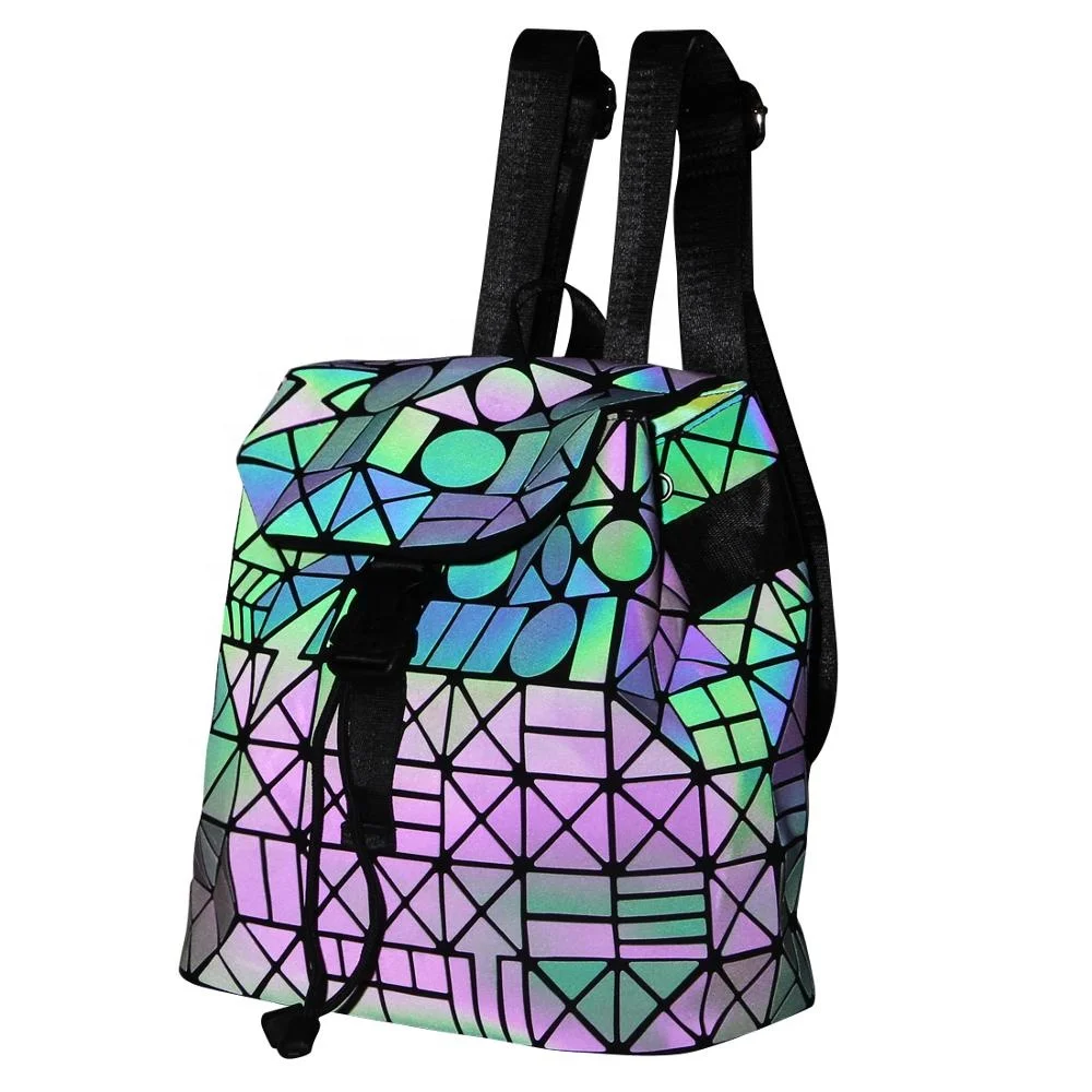 Модный дизайнерский кожаный рюкзак с геометрическим рисунком, Светящийся рюкзак для женской сумки
