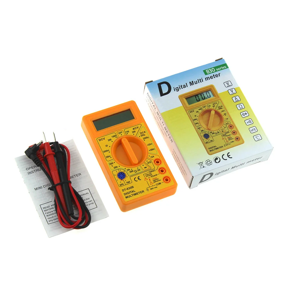 DT830B LCD Digital Multimeter AC/DC 750/1000V Voltmeter Ammeter Ohm Tester Meter Digital Multimeter Black Yellow
