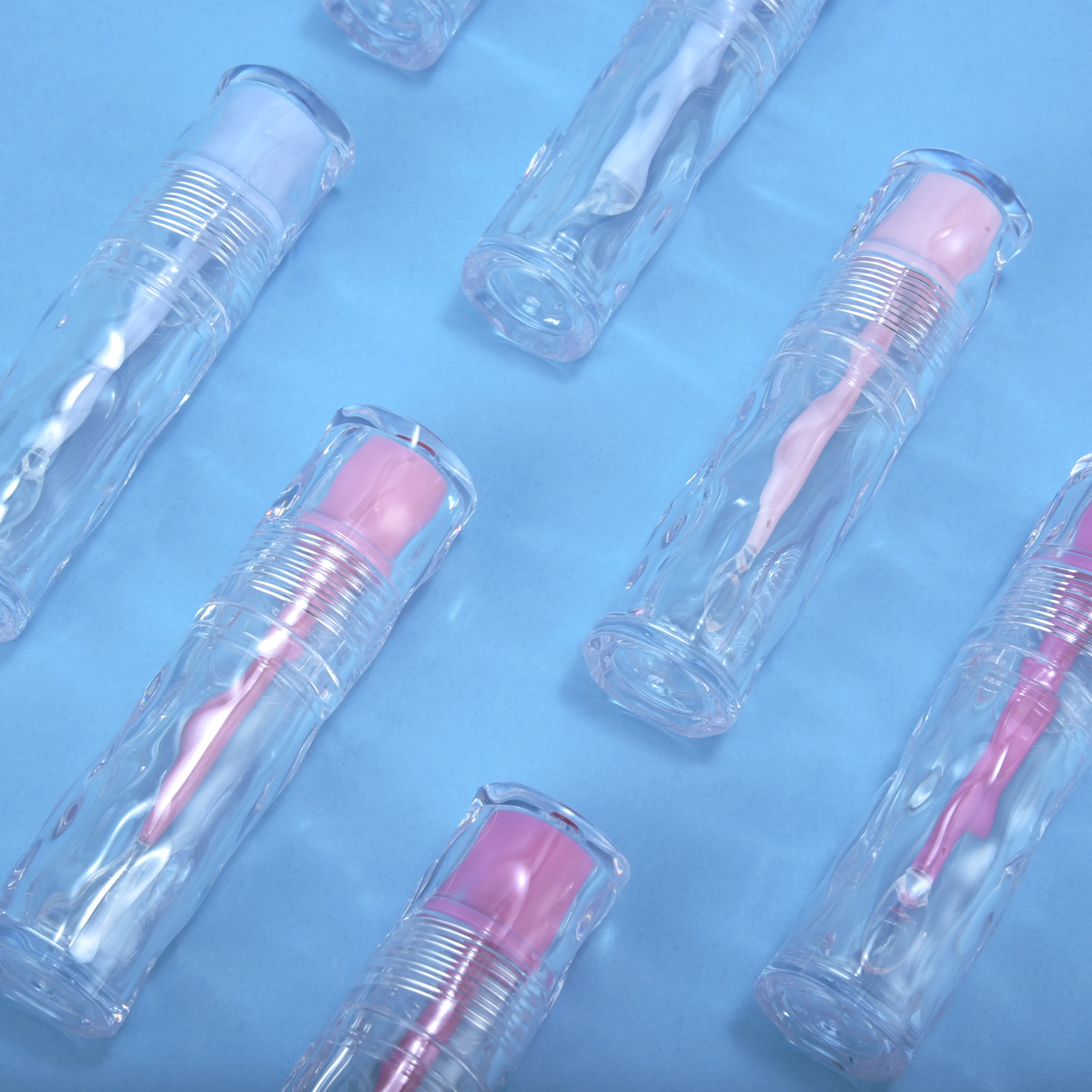 cute water wave bottle shape transparent silicone applicator lipgloss containers wand tubes