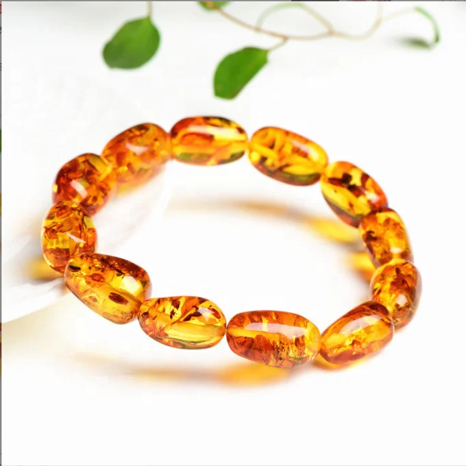 8-10mm Natural Amber Beads Healing Crystal Elastic Round Gemstone Beads Stretch Bracelets