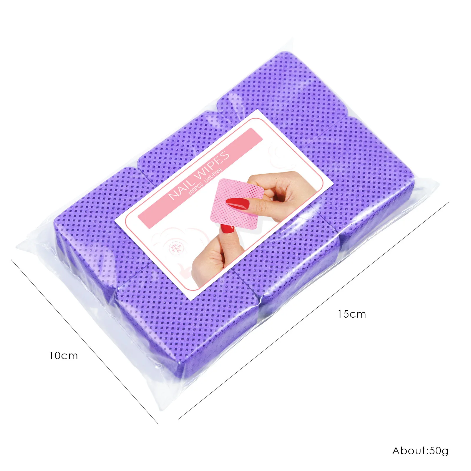 300pcs/bag Non-Woven Nail Wipes Lint-Free Quick Nail Polish Removal Cleaning Pads Essential Manicure and Pedicure Supplies