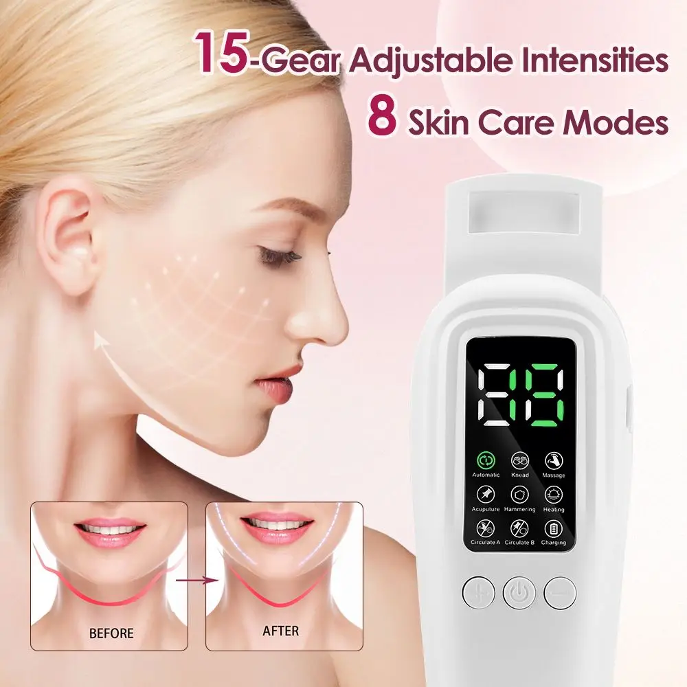EMS Microcurrent Vibration Double Chin Slimming Massager V-Line Face Lifting Device
