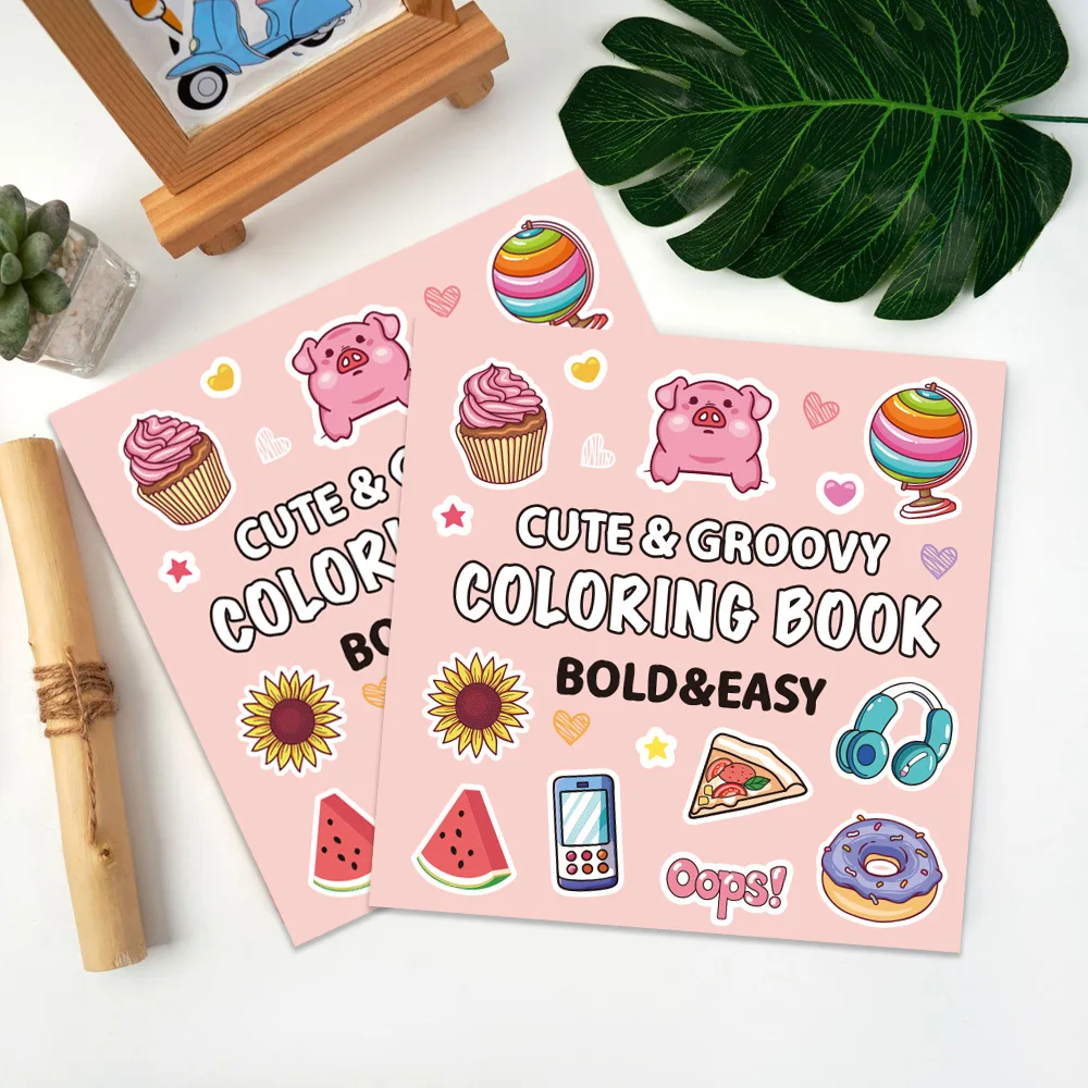 40 Cute Funky Cartoon Doodles Outdoor Fresh Printing Wholesale Custom Book Kids Softcover Soft Cover Bold & Easy Cozy Coloring