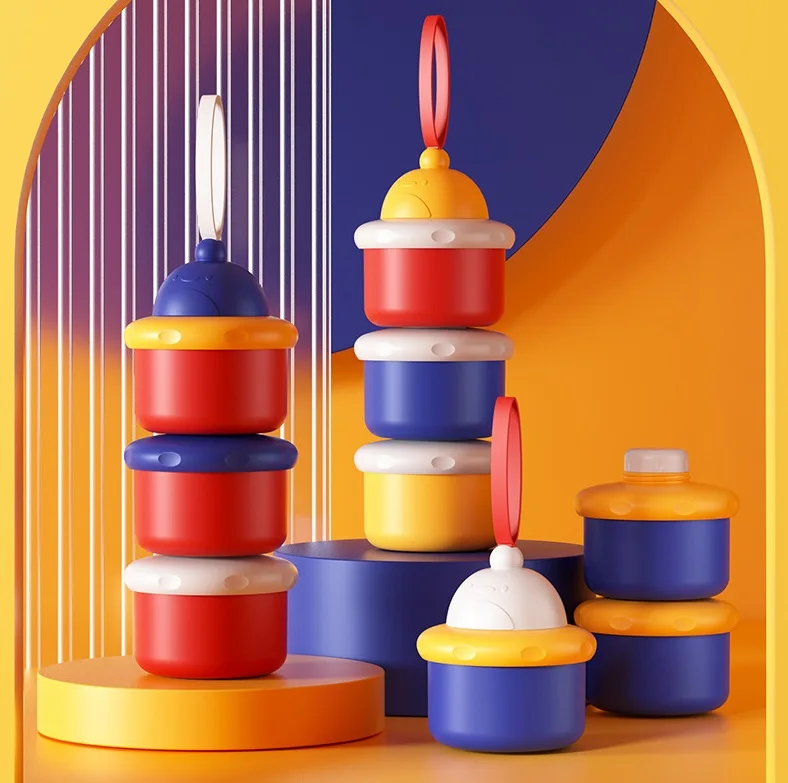 Baby milk powder box independent layer milk powder compartment convenient three-layer milk powder storage box