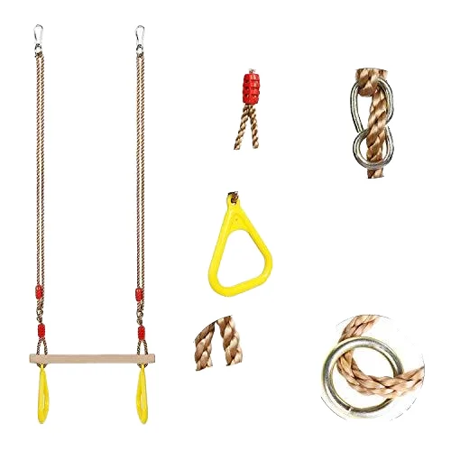 Outdoor Play Adjustable Gymnastic Ring Kid Body Wooden Plastic Toy Swing Set Training Rings monkey bar for Children