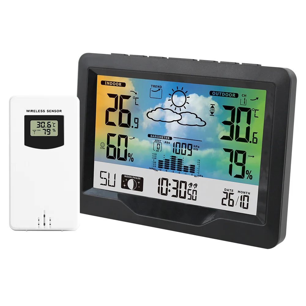 Weather forecast weather station temperature and humidity alarm clock VA screen graffiti electronic clock desktop clock