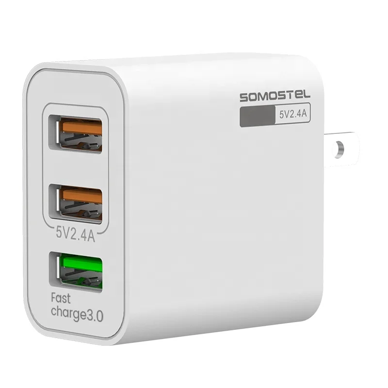 Быстрое зарядное устройство somostel A100 QC3.0, 3USB-порта, 18 Вт, дорожное зарядное устройство с кабелем для быстрой зарядки