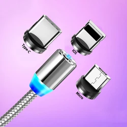 Round Shape Magnetic USB 3 In 1 Charging Cable Magnet Charger USB-C Cable With Type-C Micro USBA lOS For Phone And Smart Watch