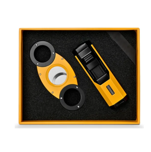 CIGARLOONG Cigar Cutter Lighter Set Guillotine with Punch Gift