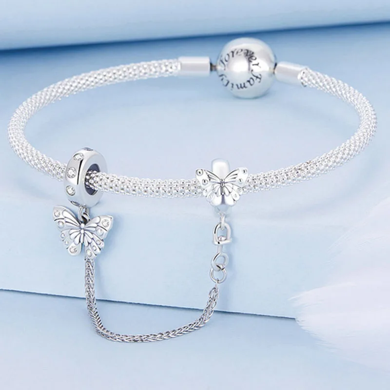 Hot selling 925 sterling silver safety chain charms wholesale  italian charms fit charm bangle bracelet