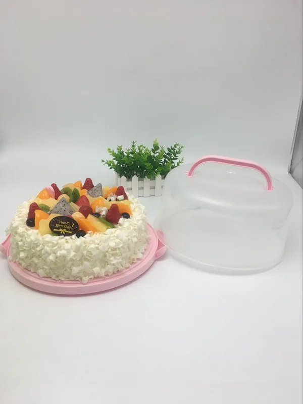 10 inch  Cake Holder with Handle Two Sided Base for Pies Portable Round Cupcake Containers Cake Stand with Lid Cake Carrier