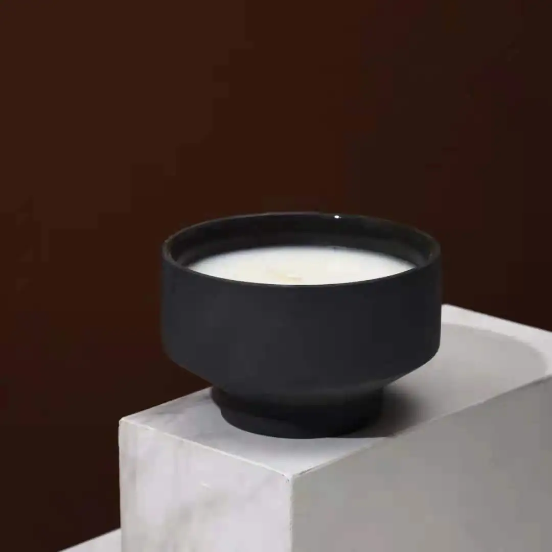 Ins Custom Christmas Holiday Candle Vessel Grey Ceramic Decorative Candle Jar