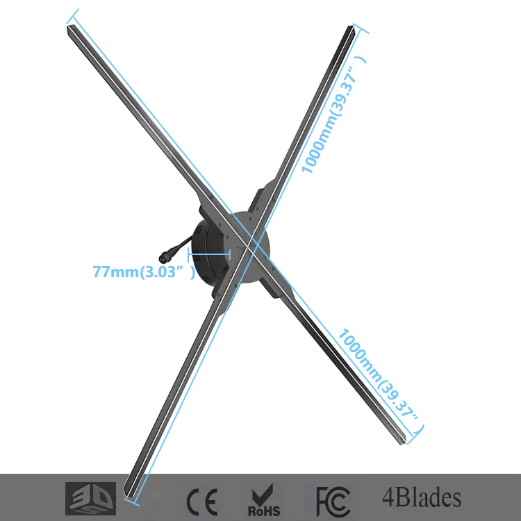 Easy Operation 100cm Full-Color 3D Holographic Display Player 3D Hologram Advertising Equipment