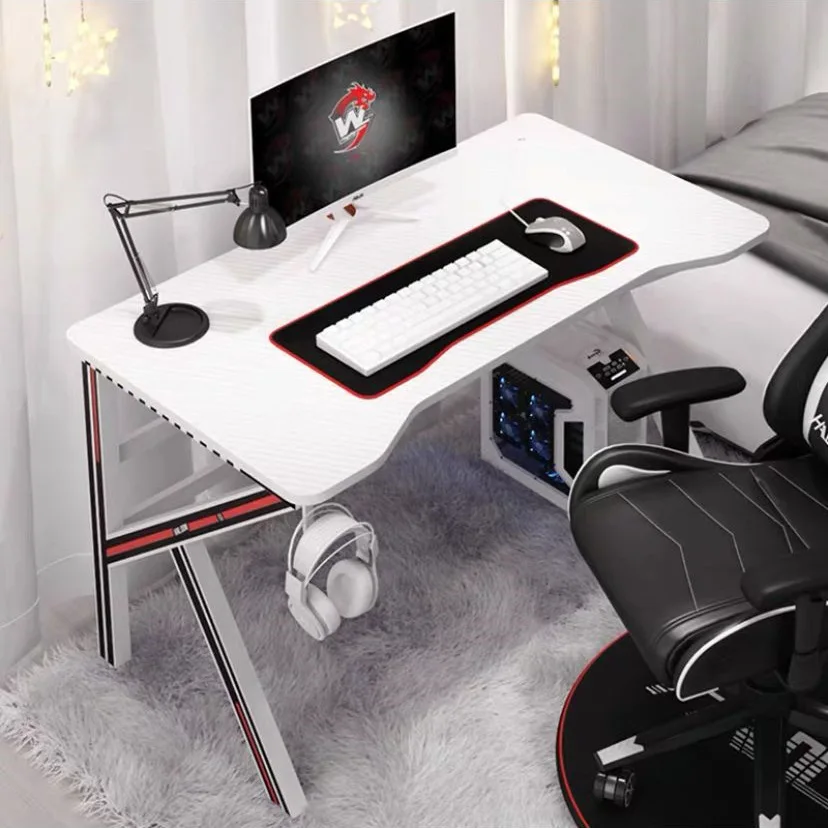 Hot Sale Pc Modern Furniture K Shaped Computer Black Gaming Desk With Cup Holder & Headphones Hook