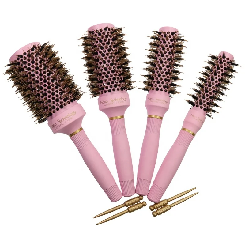 Custom LOG Drying Straightening Styling Comb Hairdressing Salon Natural Wild Boar Bristles Nami Hair Brush
