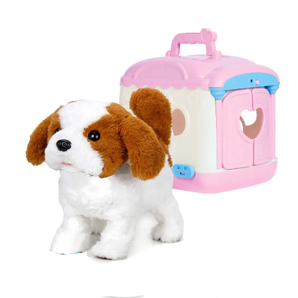HEYWIN Plush Dog Toys for Kids,  voice control Stuffed puppy with Electric pet cage best gift for children birthday (933-26E)