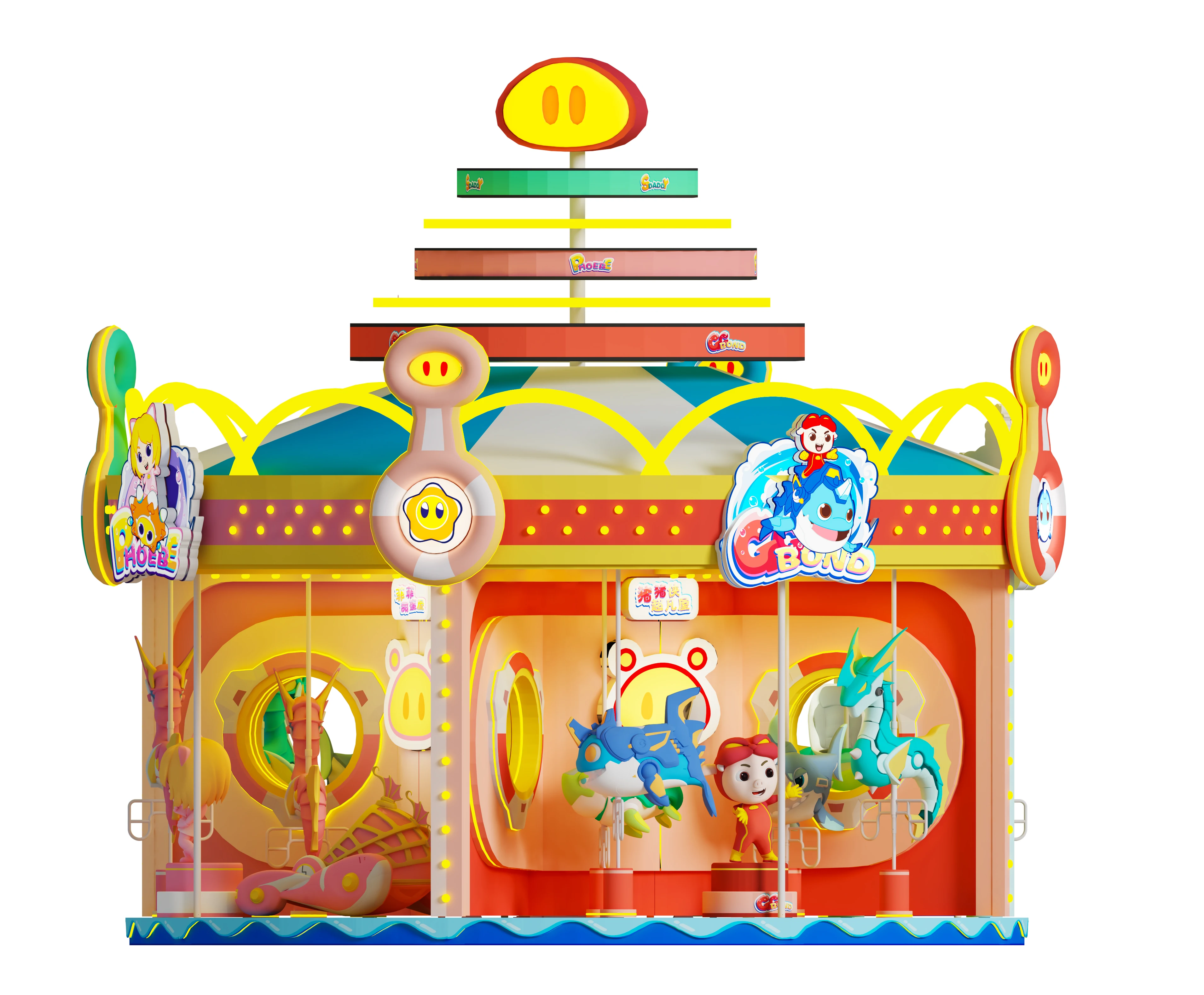 Commercial Amusement Park Carousel Ride For Kids Outdoor Playground Game Machines 12 Players Marry Go Round Fun Ride