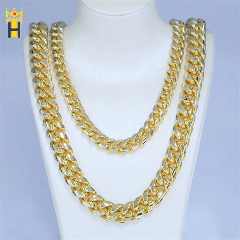 Wholesale hip hop cuban curb link mens miami stainless steel gold plated necklace cuban link chain