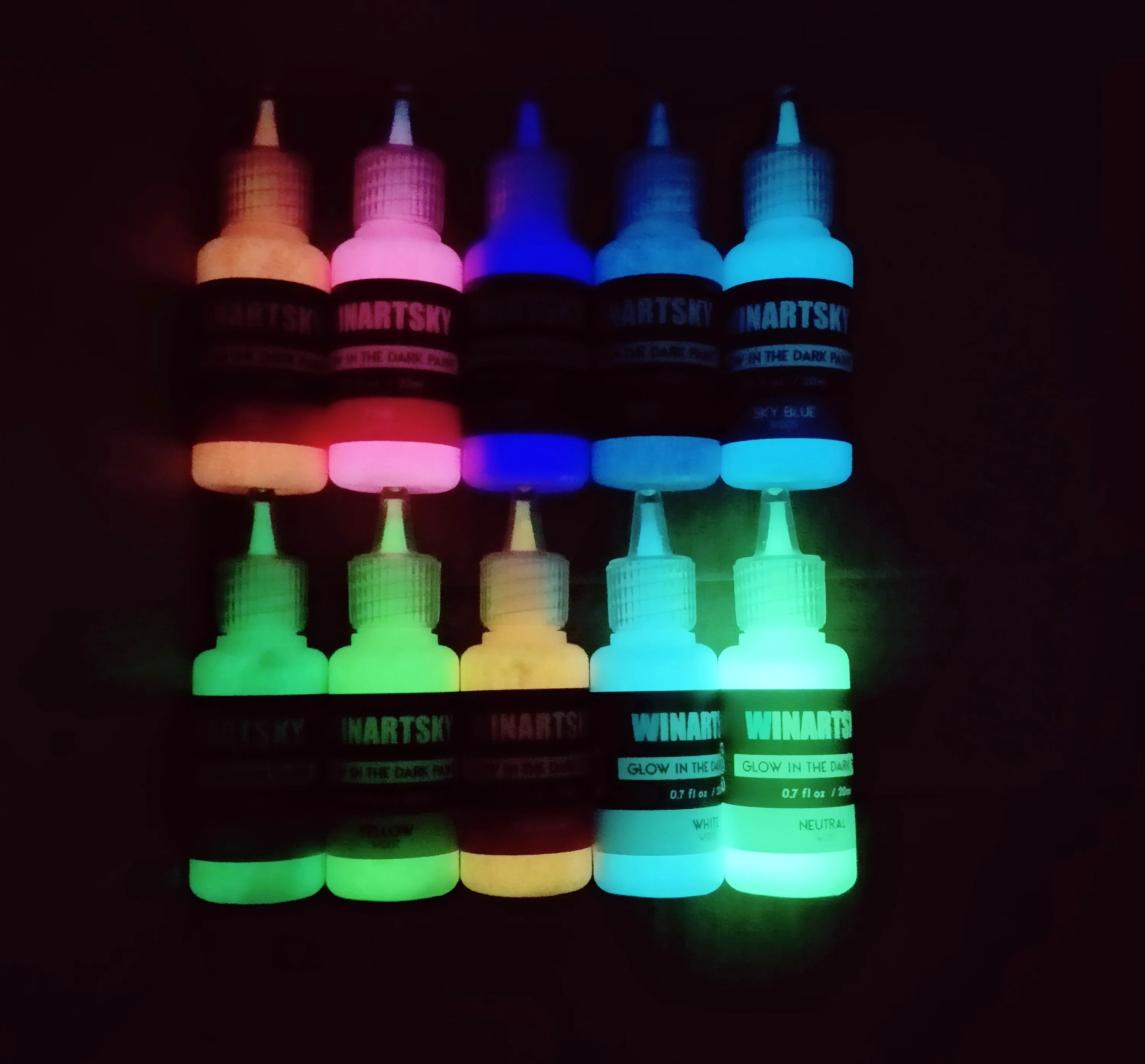 20ml 10 colors glow in the dark paint set hot sale