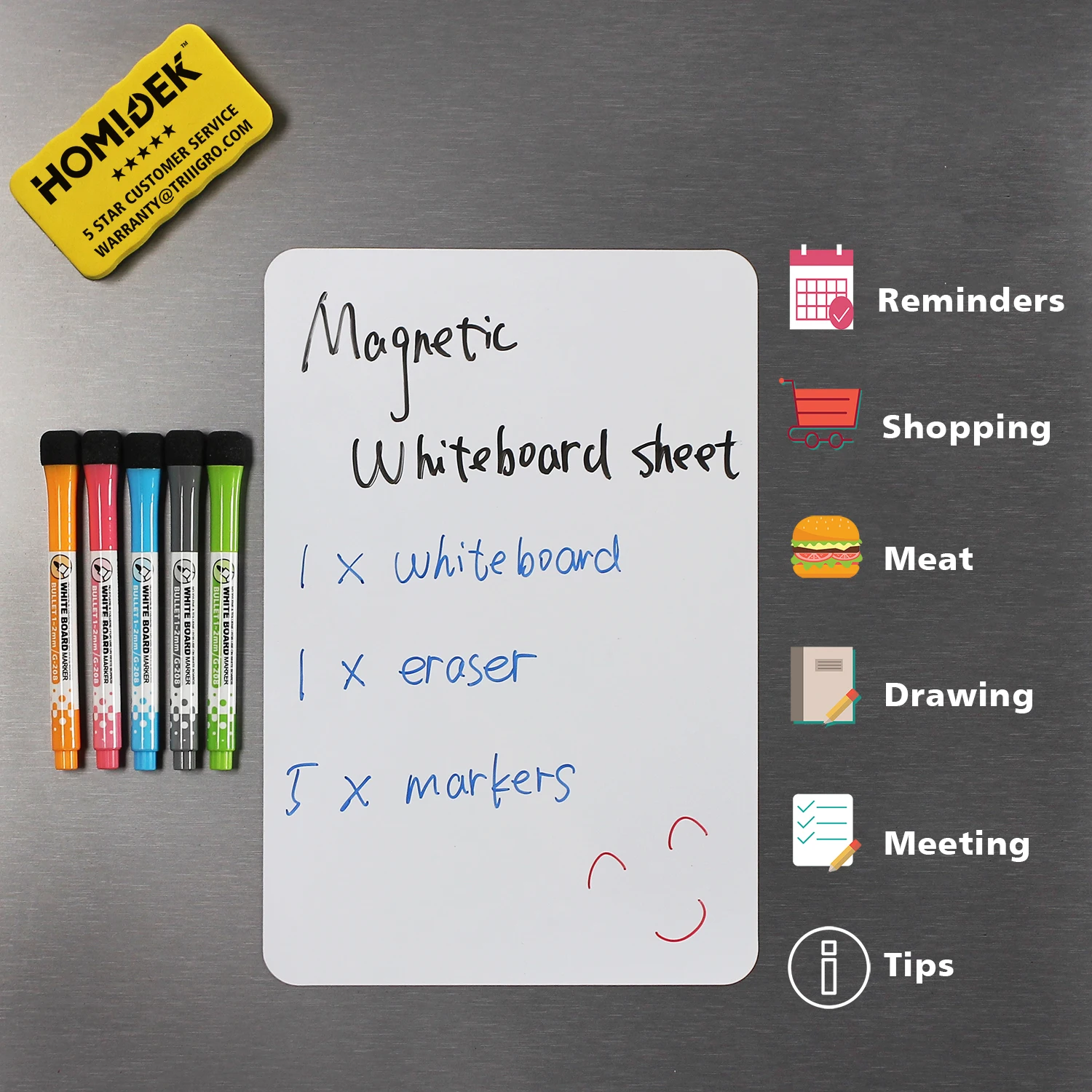 HOMIDEK Custom Magnet Drawing Board Magnetic Dry Erase Whiteboard for Fridge