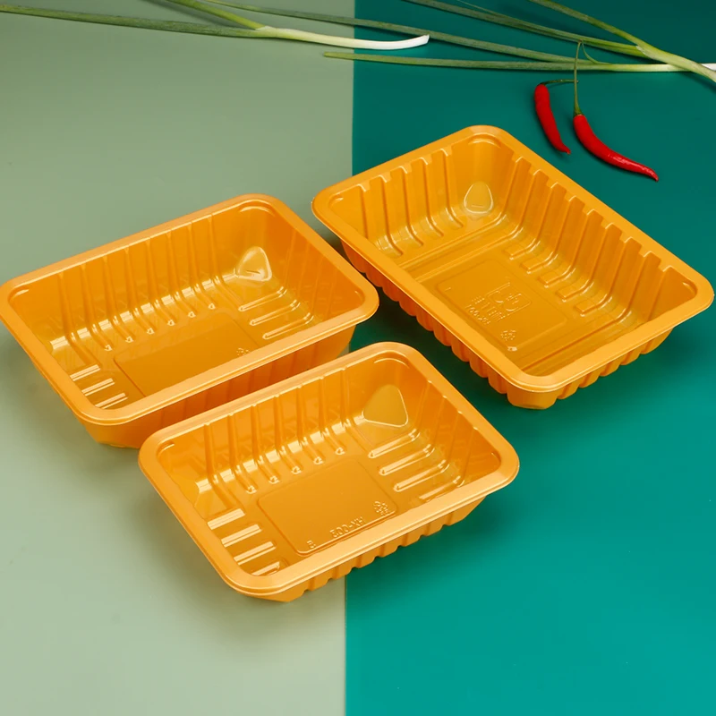 Wholesale cheap price high quality disposable yellow PP plastic tray utility box for meat fruit vegetables package