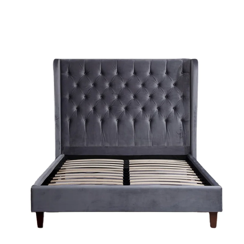 Роскошный отель в Калифорнии, современный бархатный полностью платформенный одноместный двухместный кровать размера «Queen-Size» с изголовьем кровати