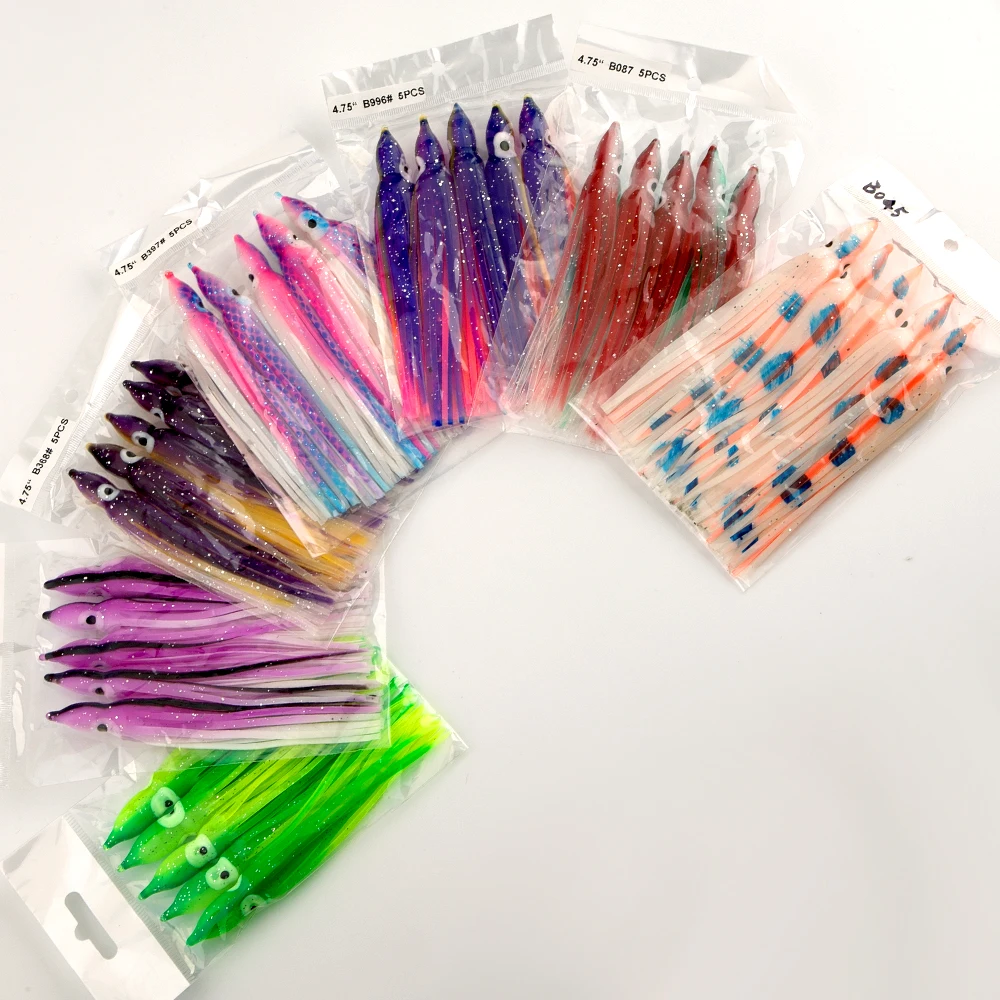 SUPERIORFISHING Squid Skirt Trolling Hoochies Octopus Skirt Luminous Saltwater Fishing Lures Soft Plastic Bait