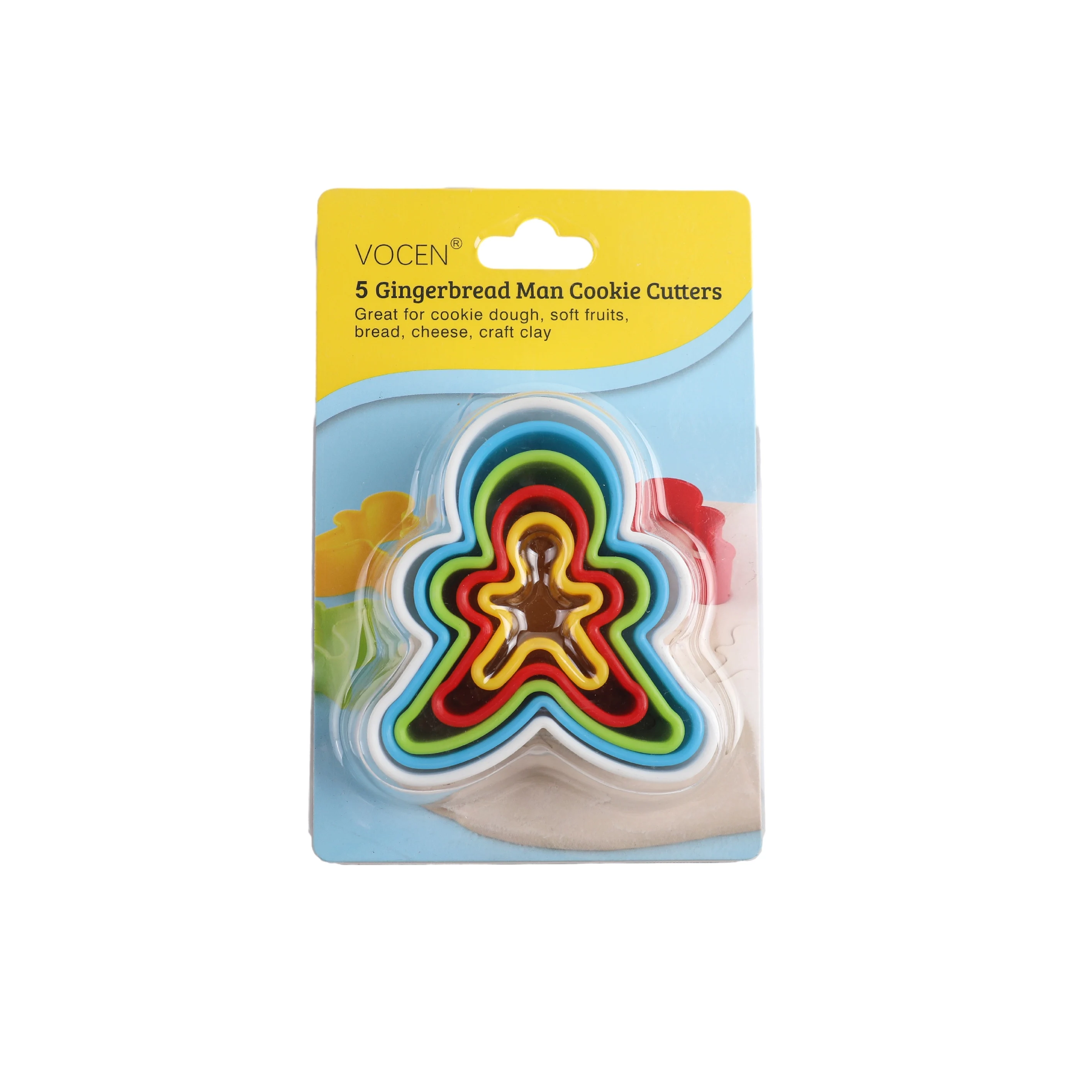 Christmas oem odm customized tree shaped cookies cutters plastic biscuit molds stamp set of 5 pcs