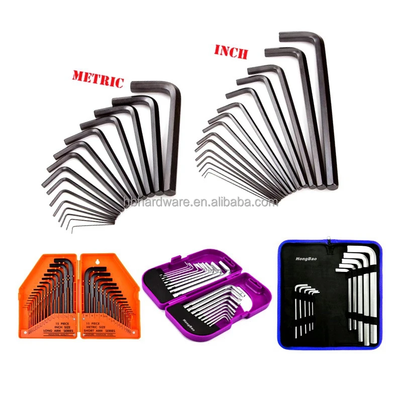 9 18 30 32 Piece Pcs CRV Metric & Imperial L Keys Hex Key Set Allen Wrench Allen Key Set in Plastic Box and Canvas Bag Packing