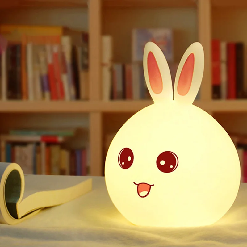 
Mood lamp with Touch Sensor Rabbit Night Light 7 color Battery Silicone Night Light for Baby 