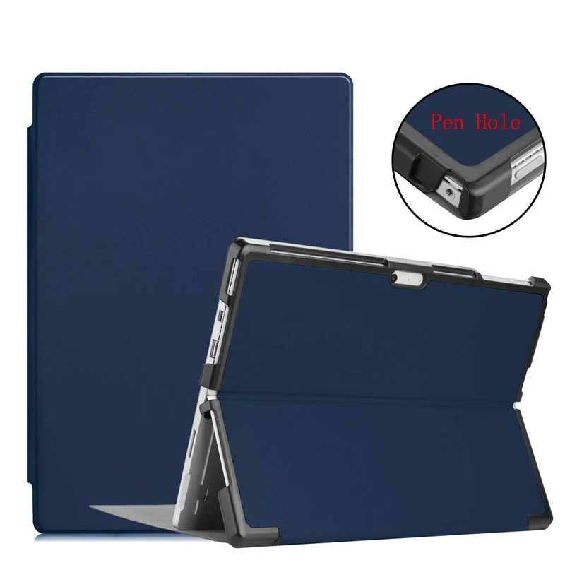 Кожаный защитный чехол-книжка с подставкой для Microsoft Surface Pro 4 / 5 6 7 12 3 дюймов держателем