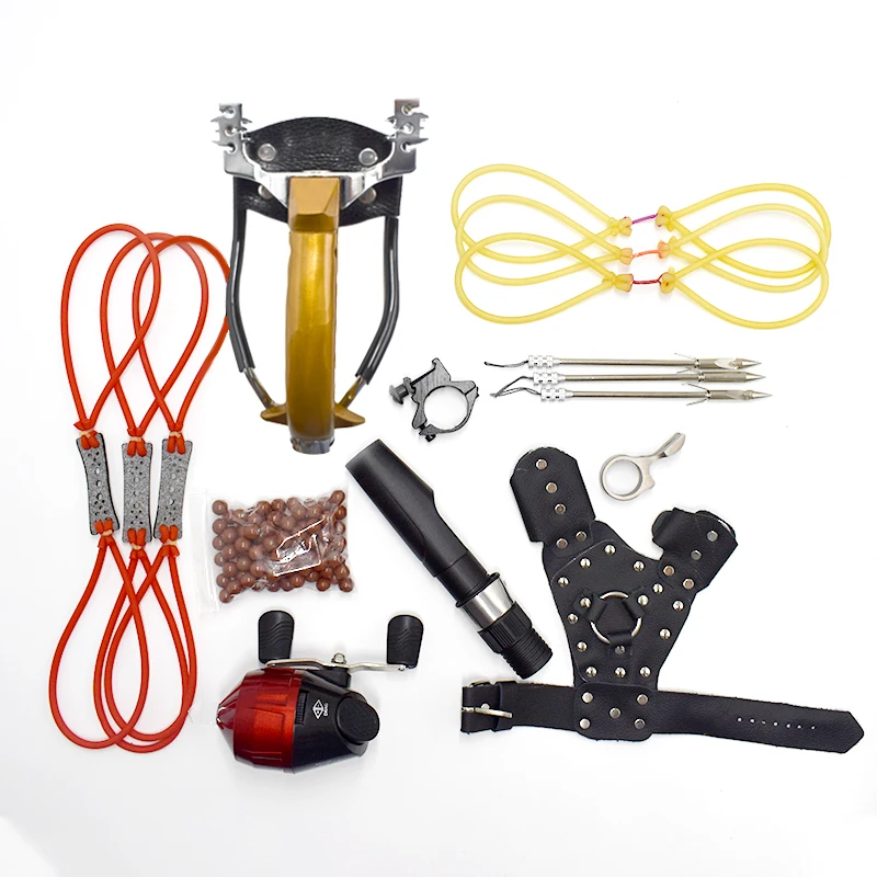Powerful Slingshot With Rubber Bands Folding Wrist Slingshot Outdoor Black Gold Hunting Slingshot Shooting Steel Balls Tools